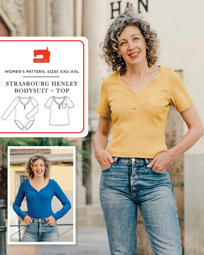 Strasbourg Henley Bodysuit & Top Pattern Liesl & Co Sizes XXS-XXL Diff 2/4
